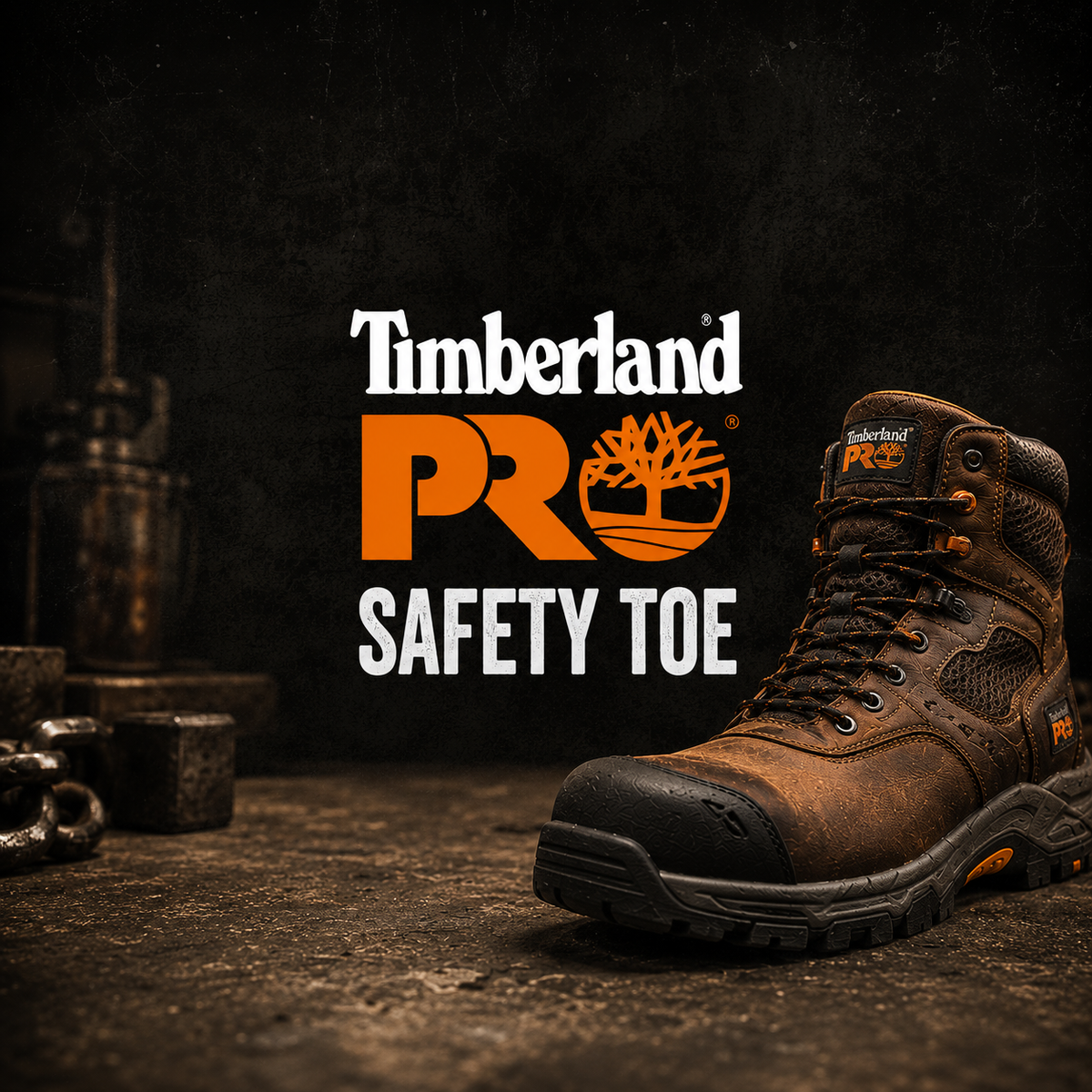 A brown leather six-inch work boot with rubber toe guard and lug outsole.