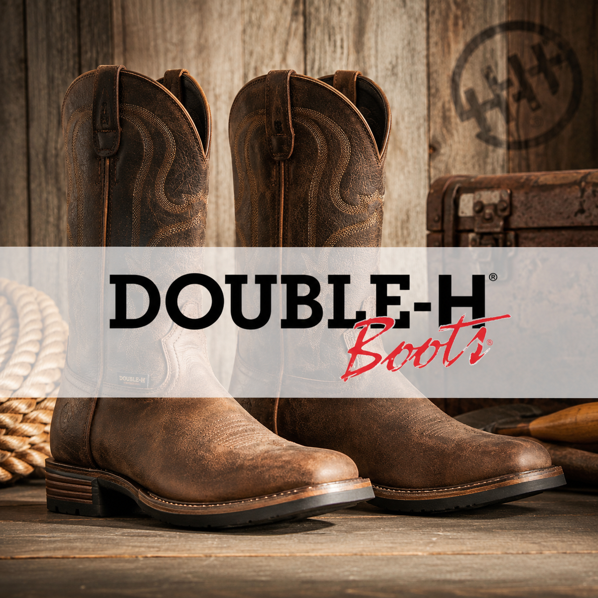 Double H western leather work boots.