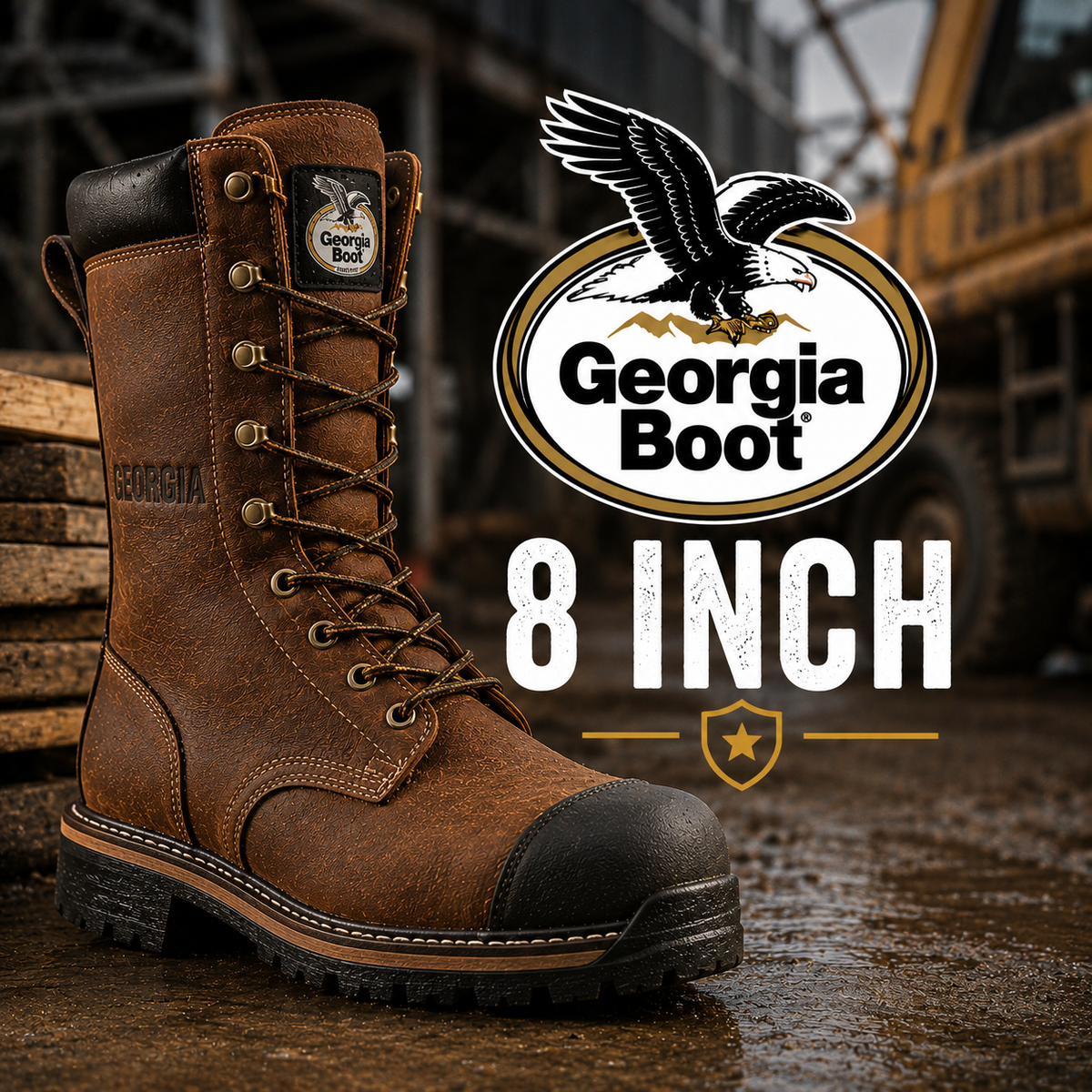 Georgia 8 Inch Boots in lace-up boot styles