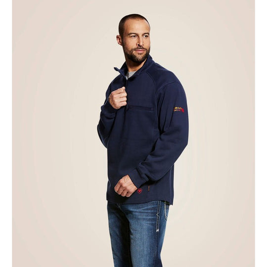 Ariat Rev Sudadera de Trabajo para Hombre, Cierre de 1/4, Resistente al Fuego (FR) - Azul Marino - 10022333