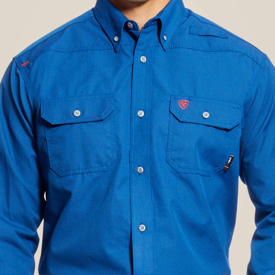 Ariat Men's Featherlight Flame Resist Work Shirt Blue - 10025428 - Overlook Boots
