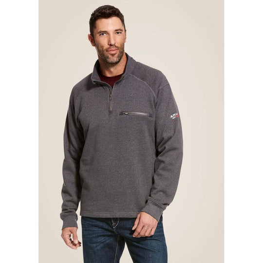 Ariat Rev Sudadera con Capucha de Trabajo para Hombre, Resistente al Fuego (FR), Cierre de 1/4 - Carbón Jaspeado - 10027924 - Imagen 2