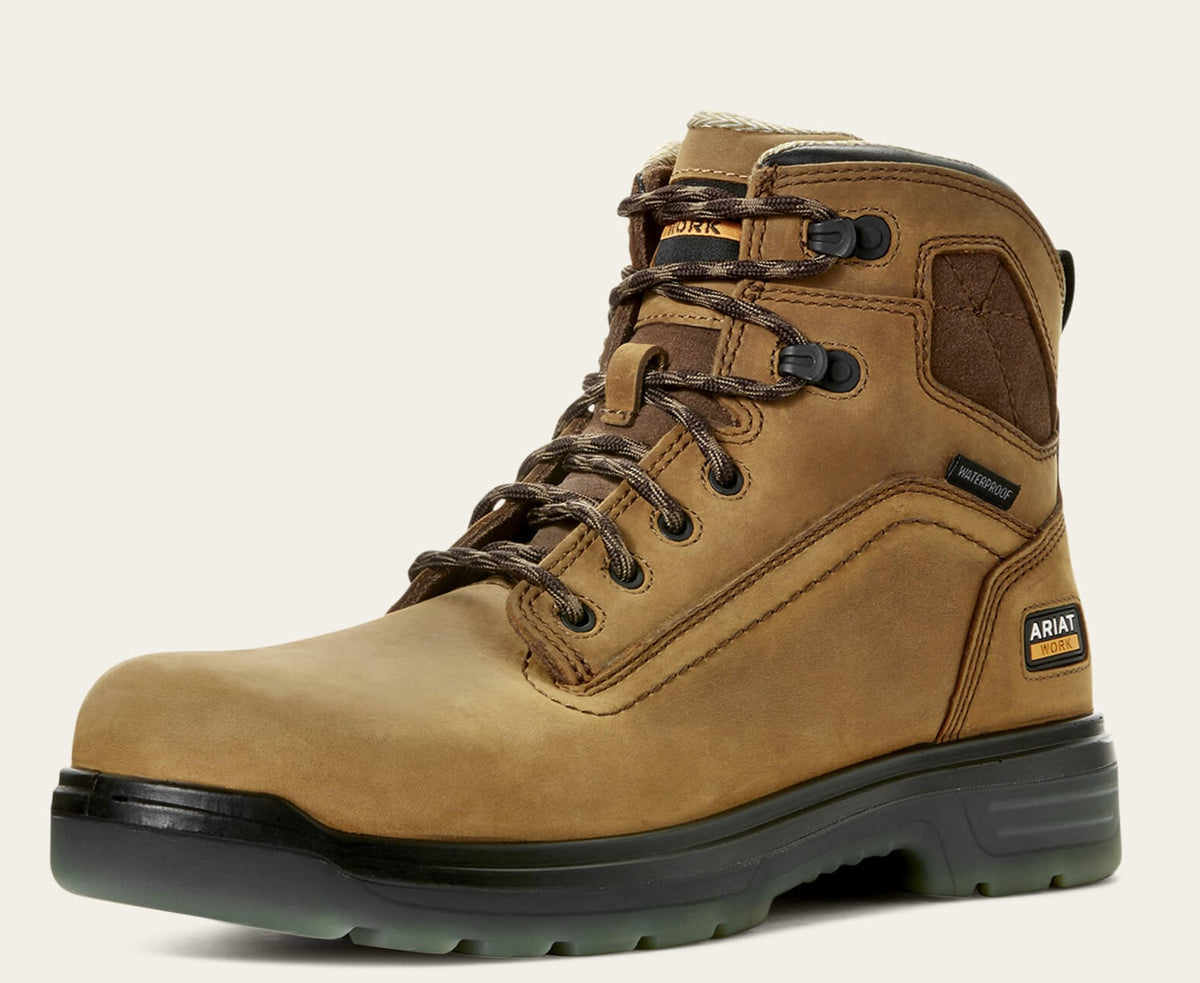 Ariat Men's Turbo 6" Soft Toe Waterproof Work Boot - Aged Bark - 10032608 7 / Medium / Brown - Overlook Boots