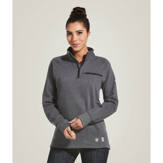Ariat Rev Sudadera con Capucha para Mujer, Resistente al Fuego (FR), Cierre de 1/4 - Carbón - 10032841