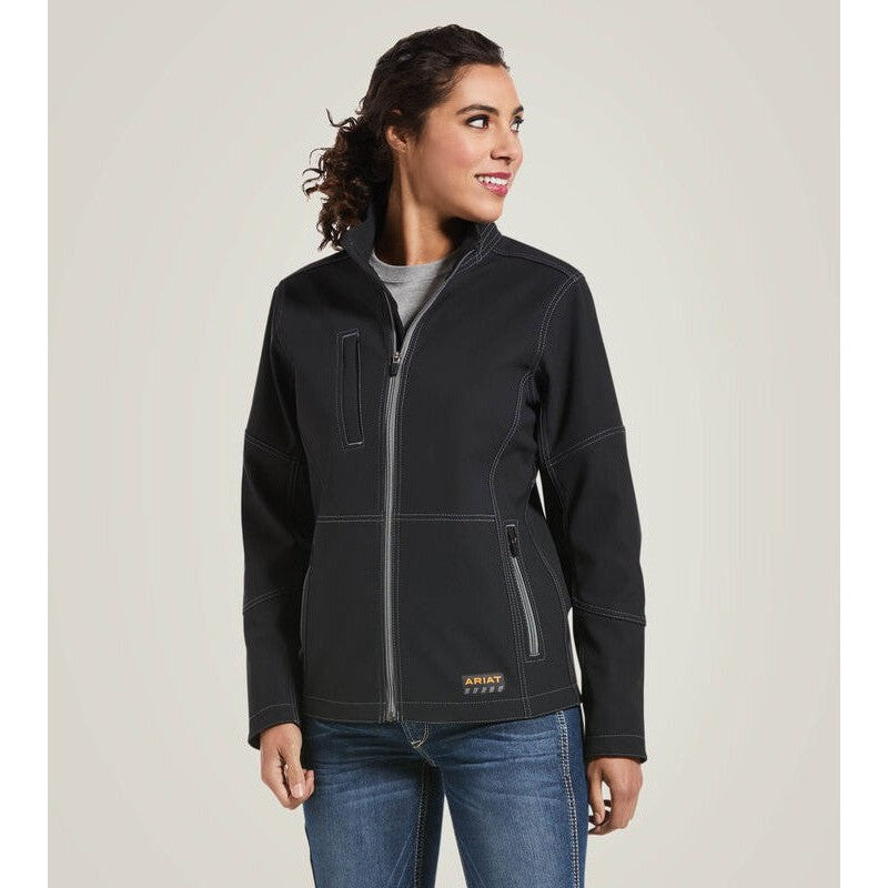Ariat Women's Rebar Stretch Canvas Softshell Jacket Black - 10032915 Small / Black / Standard - Overlook Boots