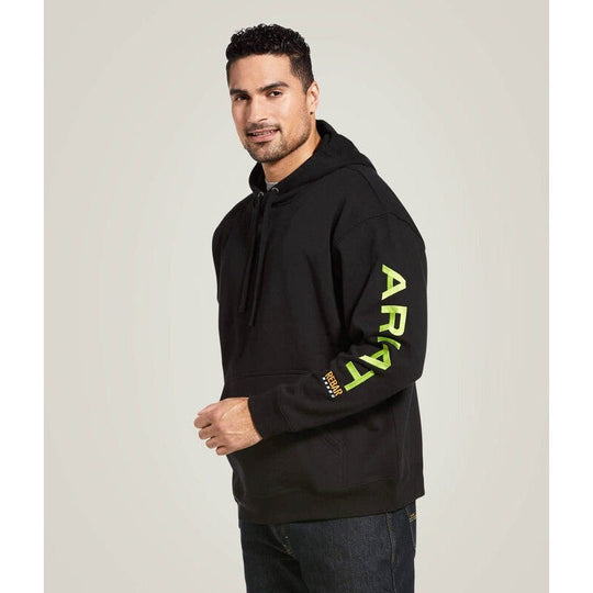 Ariat Rebar Sudadera con Capucha Gráfica para Hombre, Resistente a Manchas - Negro - 10032993
