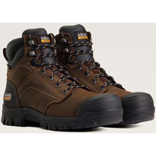 Ariat Men's Treadfast 6" Soft Toe Waterproof Slip Resistant Work Boot - Brown - 10040404 - Overlook Boots