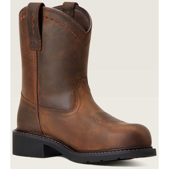 Ariat Women's Fatbaby Pull-On Steel Toe Slip Resistant Work Boot - Distressed Brown - 10040431 5.5 / Medium / Distressed Brown - Overlook Boots