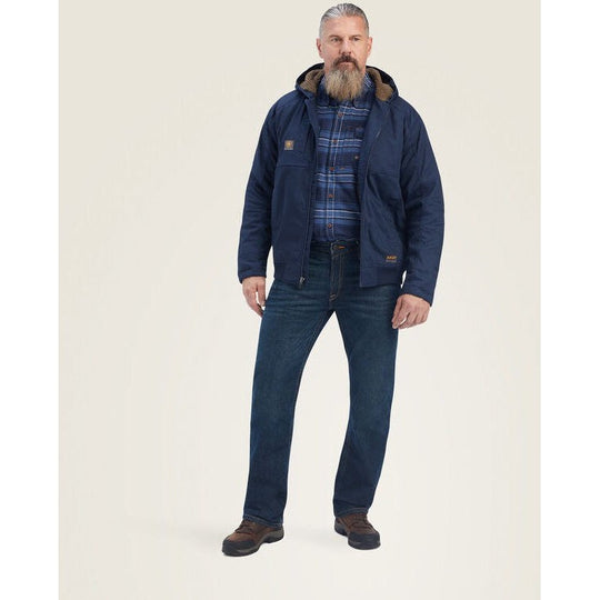 Ariat Rebar DuraCanvas Chamarra de Trabajo para Hombre, Repelente al Agua, Forro Sherpa - Azul Marino - 10041539 - Imagen 2