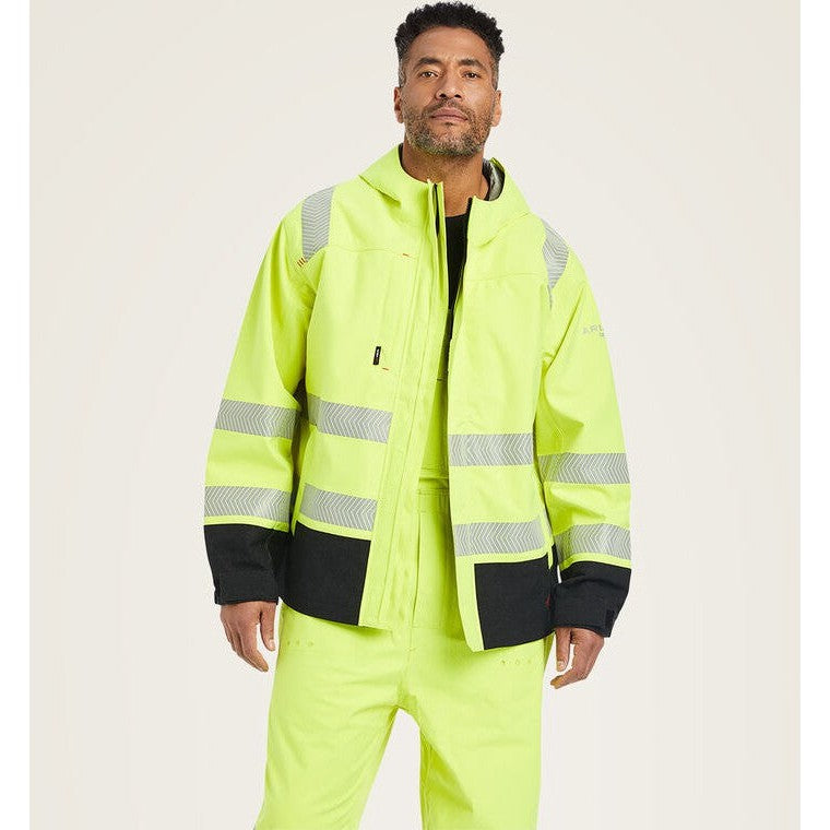 Ariat Men's FR Hi-Vis Hooded Waterproof Workwear Jacket Yellow - 10041788 Small / Yellow / Standard - Overlook Boots