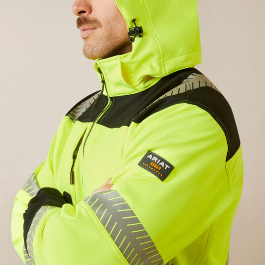 Ariat Rebar Chamarra Softshell para Hombre, Resistente al Agua, Alta Visibilidad - Amarillo - 10046407 - Imagen 2