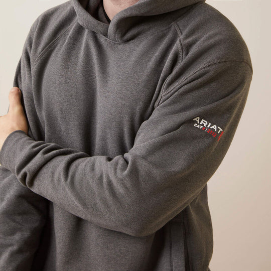 Ariat Rev Sudadera Tipo Pullover para Ropa de Trabajo para Hombre, Resistente al Fuego (FR), Con Capucha - Carbón - 10046643 - Imagen 2