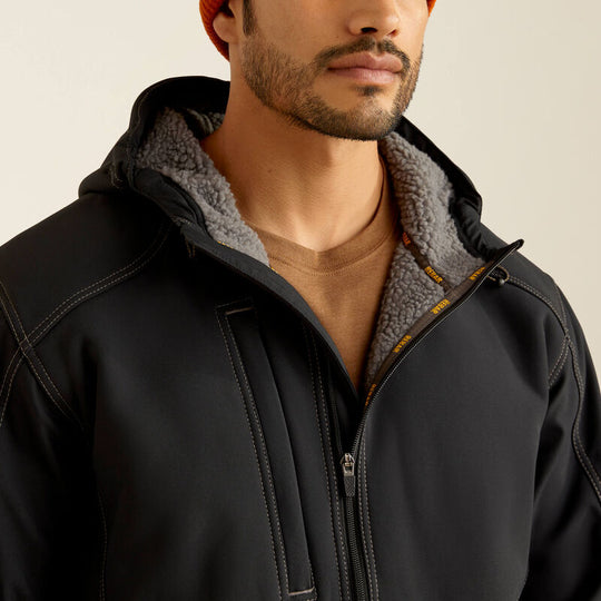 Ariat Men's Rebar Sherpa Stretch Canvas Softshell Jacket Black - 10052112 - Overlook Boots