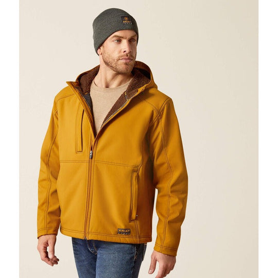 Ariat Men's Rebar Sherpa Stretch Canvas Softshell Jacket Brown - 10052430 Small / Golden Brown / Standard - Overlook Boots