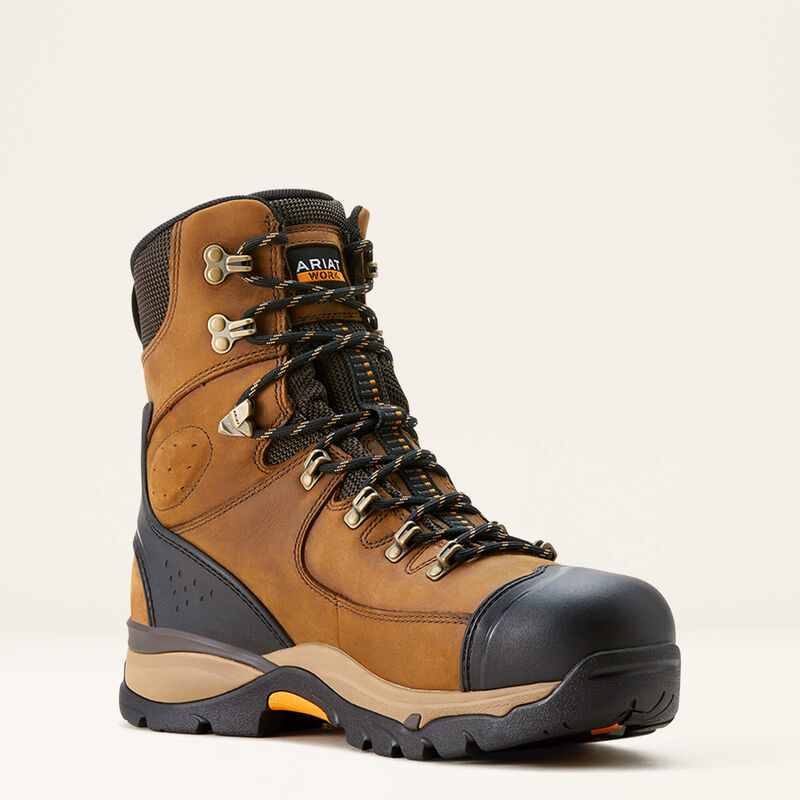 Ariat Men's Endeavor 8" Carbon Toe Waterproof Insulated Work Boot -Brown- 10053571 7 / Medium / Brown - Overlook Boots