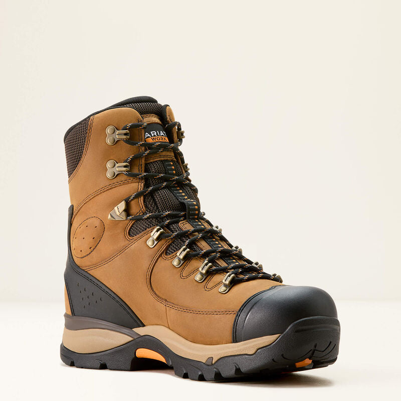 Ariat Men's Endeavor 8" Waterproof Slip Resistant Insulated Work Boot - Dusted Brown - 10053775 7 / Medium / Brown - Overlook Boots