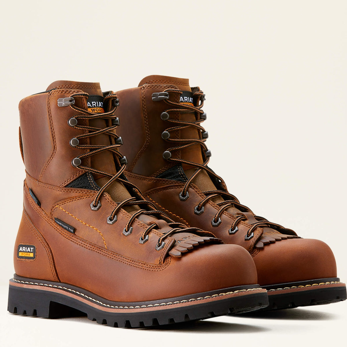 Ariat Men's Longview Shock Shield 8" Composite Toe Waterproof Lace-Up Work Boot - Copper Brown - 10053817 - Overlook Boots