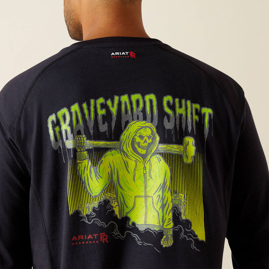 Ariat FR Air Graveyard Shift Playera para Hombre - Negro - 10062315 - Imagen 6