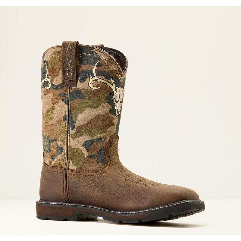 Ariat Men's Groundbreaker 11" Square Toe Waterproof Work Boot- Brown- 10074211 7 / Medium / Brown - Overlook Boots