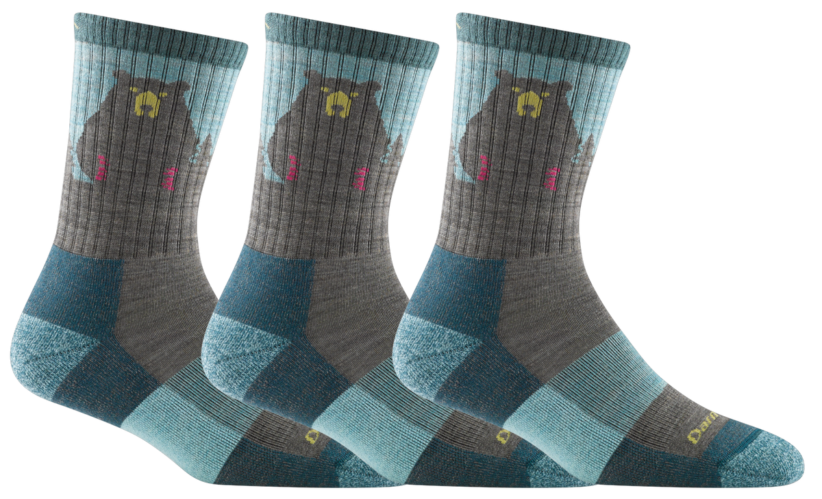 Women's Darn Tough Bear Town Micro Crew Lightweight Hiking Socks - 1970 - 3 PACK - Overlook Boots