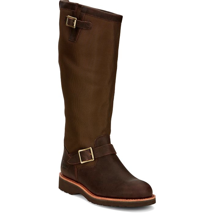 Chippewa Men's Brome 17" Soft Toe Waterproof Pull-On Snake Hunt Boot Brown- 25110 6 / Medium / Brown - Overlook Boots
