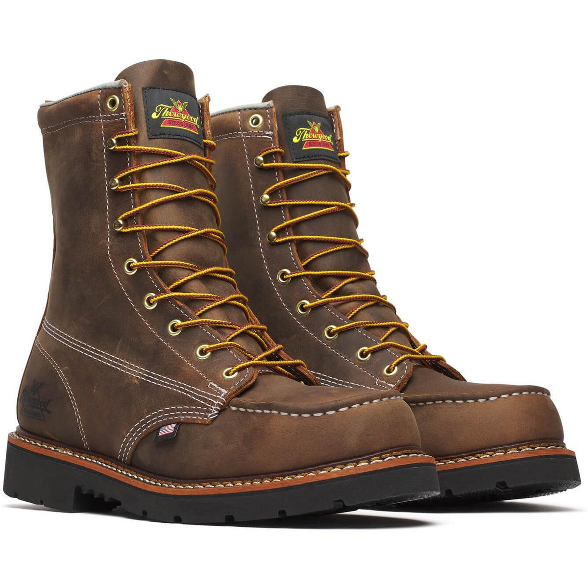 Thorogood Men's American Heritage 8" Moc Toe BLK 90 Work Boot - Brown - 804-4398 - Overlook Boots