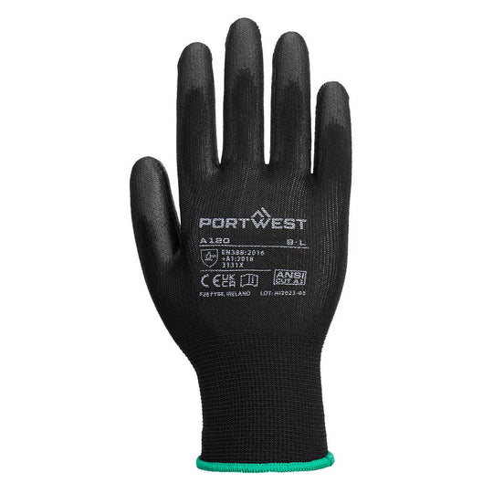 Portwest PU Palm Glove - Black - 12 PACK - A120 - Overlook Boots