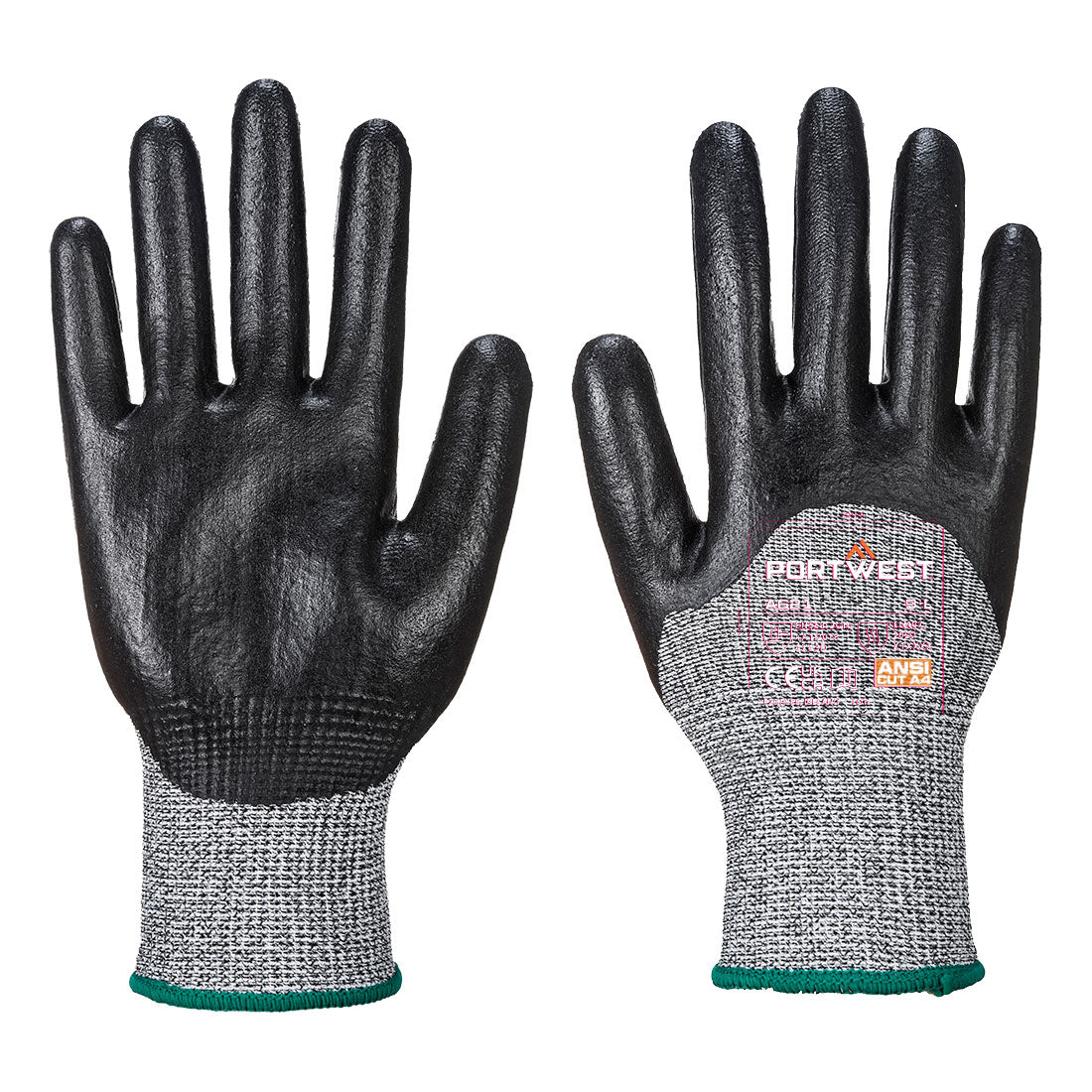 Portwest Cut D13 3/4 Nitrile Foam Glove A4 - Black - 12 Pack - A621 Small / Black - Overlook Boots