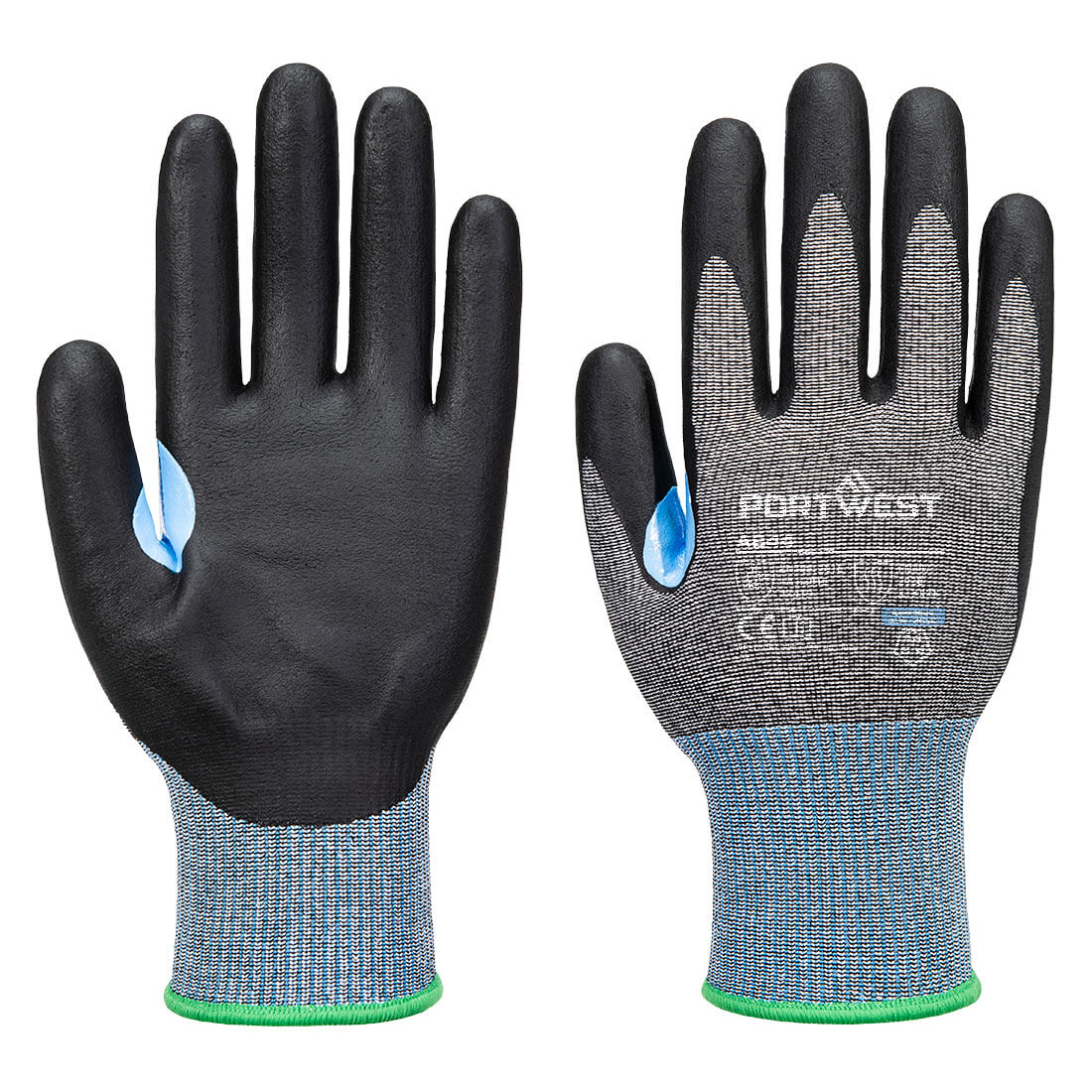 Portwest CS Cut D15 Nitrile Glove A4 - Gray/Black - 12 Pack - A644 X-Small / Black - Overlook Boots