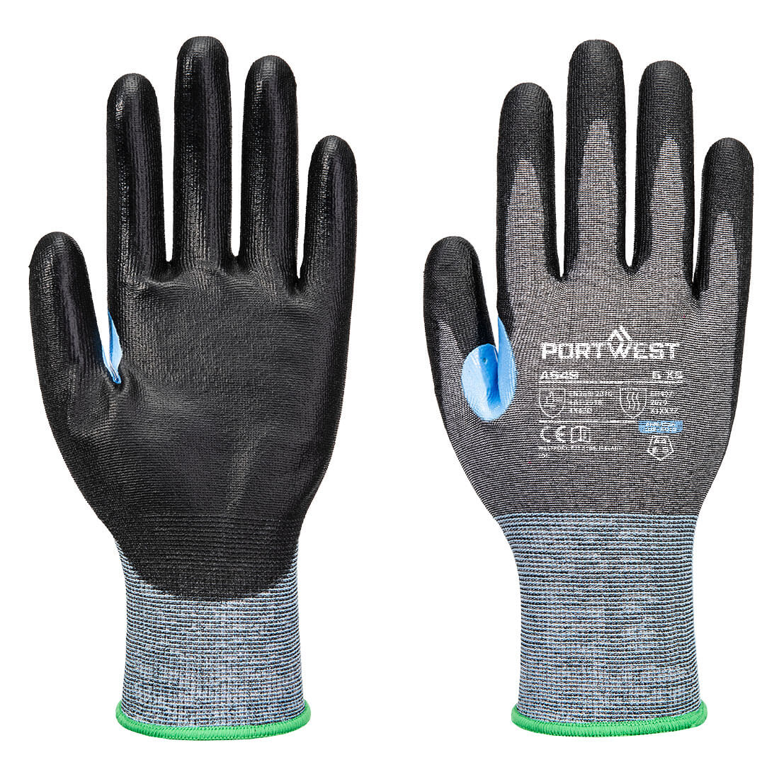 Portwest CS Cut D21 PU Glove A4 - Gray/Black - 12 Pack - A649 X-Small / Grey - Overlook Boots