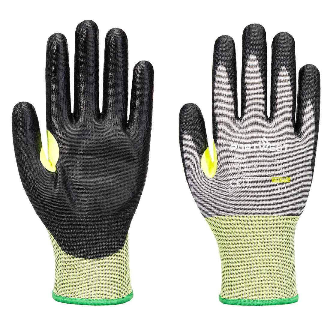 Portwest CS Cut E15 PU Glove A5 - Gray/Black - 12 Pack - A651 X-Small / Grey - Overlook Boots