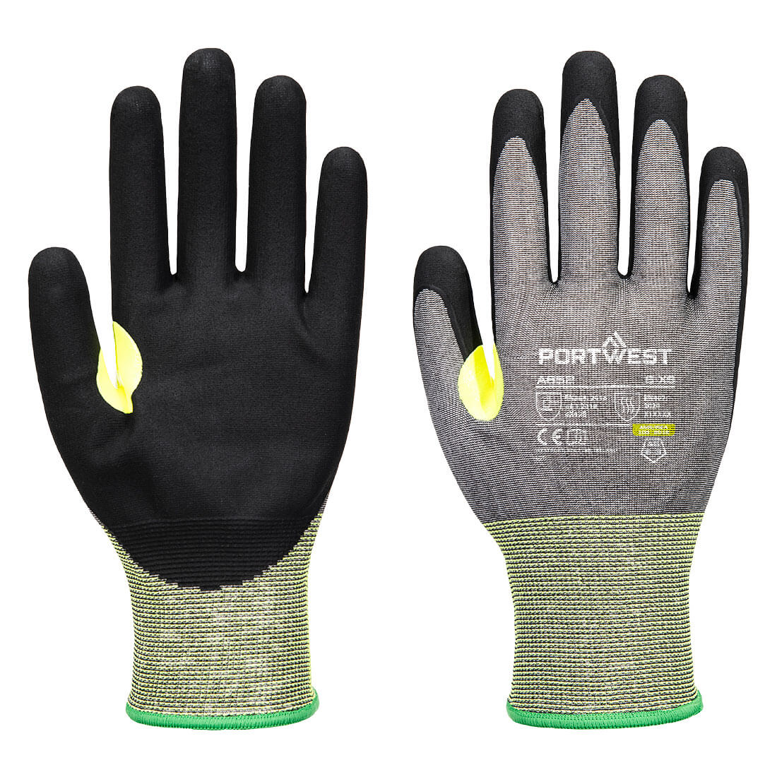 Portwest CS Cut E21 Nitrile Glove A5 - Gray/Black - 12 Pack - A652 X-Small / Grey - Overlook Boots