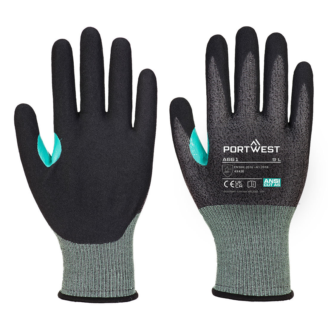Portwest CS Cut E18 Nitrile Glove A5 - Black - 12 Pack - A661 X-Small / Black - Overlook Boots