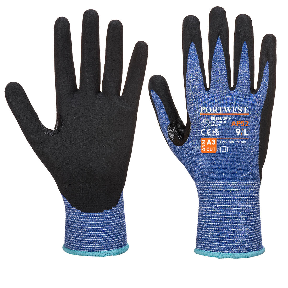 Portwest Cut C13 Dexti Ultra Nitrile Glove A3 - Blue/Black - 12 Pack - AP52 Small / Blue / Navy - Overlook Boots