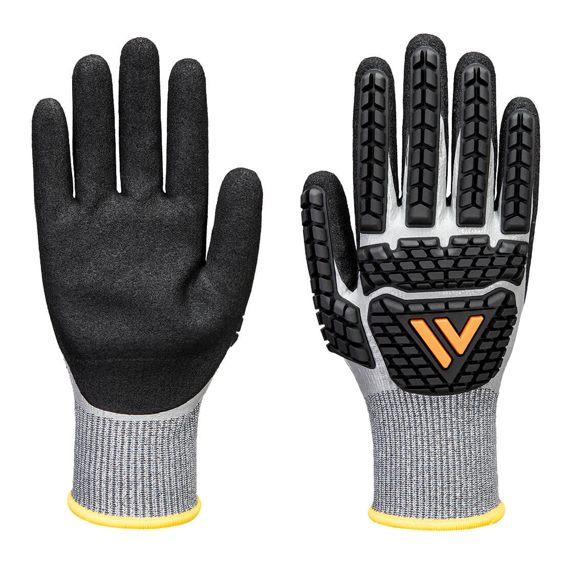 Portwest Impact F13 Nitrile Foam TPR Waterproof Glove A6 - Gray/Black - 12 Pack - AP54 X-Small / Black - Overlook Boots