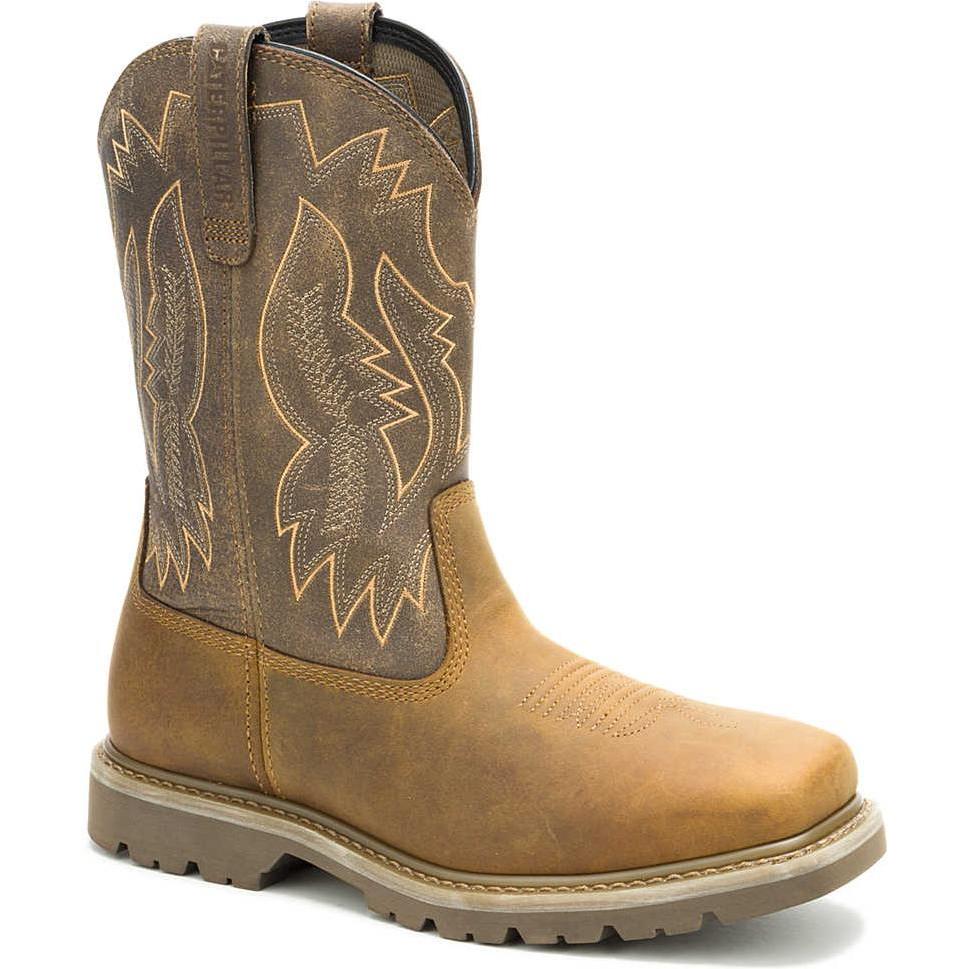 Cat Men's Colorado Frontier Soft Toe Slip Resistant Western Work Boot - Pyramid - P51094 6 / Medium / Brown - Overlook Boots