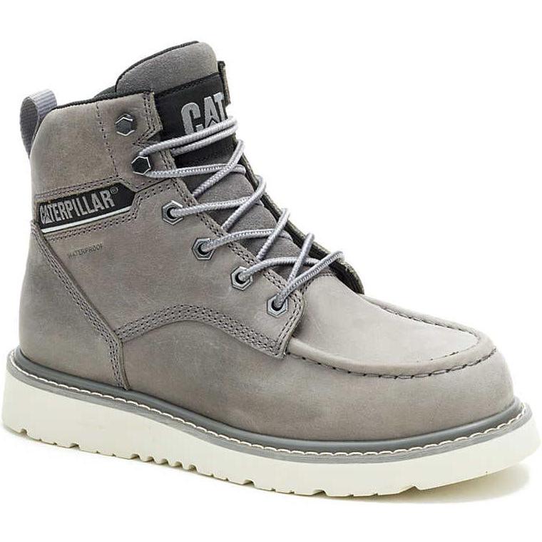 Cat Women's Reclaimer Steel Toe Waterproof Wedge Work Boot - Frost Grey - P91837 5 / Medium / Frost Grey - Overlook Boots