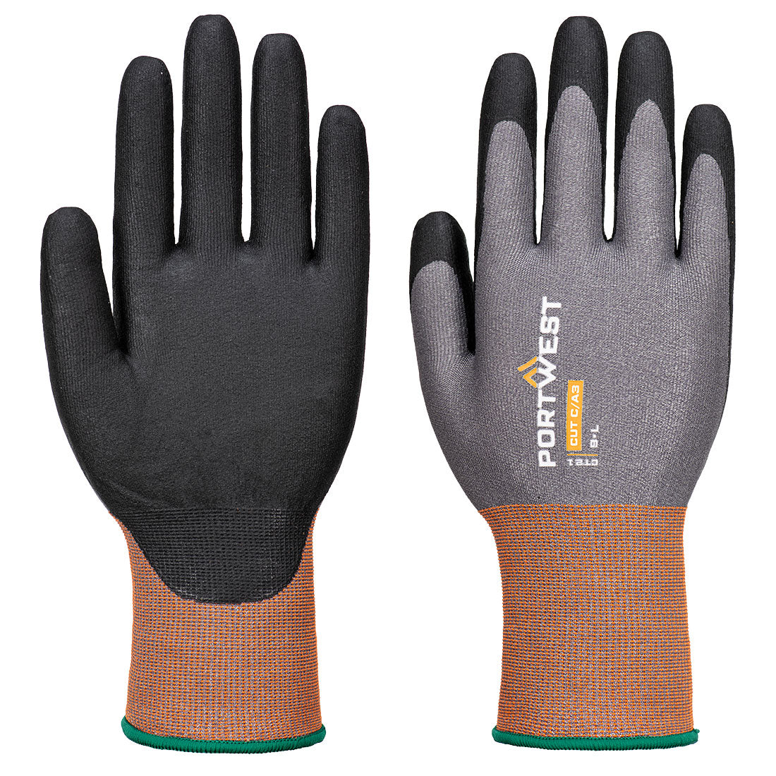 Portwest CT Cut C21 Nitrile Glove A3 - Gray/Black - 12 Pack - CT21 X-Small / Grey - Overlook Boots