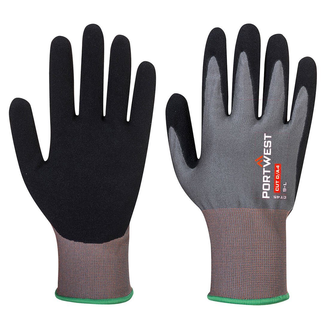 Portwest CT Cut D18 Nitrile Glove A4 - Gray/Black - 12 Pack - CT45 X-Small / Grey - Overlook Boots