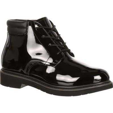 Rocky Men's Dress Leather High Gloss 5" Soft Toe Waterproof Chukka Service Boot- FQ00500-8 4 / Medium / Black - Overlook Boots