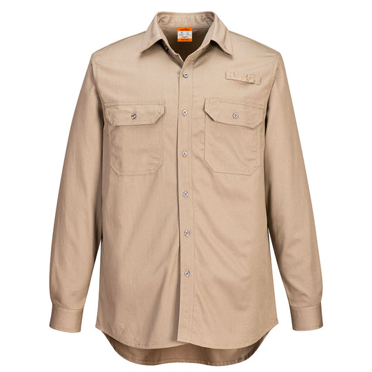 Portwest Portflame+ Work Camisa Ventilada, Resistente al Fuego (FR) - Caqui - FR705
