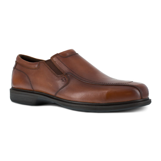 Florsheim Coronis Zapato de Trabajo Oxford para Hombre, Punta de Acero, Sin Agujetas - Café - FS2006