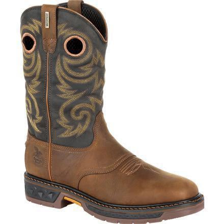 Georgia Men's Carbo-Tec Lightweight 11" Pull-On Waterproof Western Work Boot -Brown GB00266 8 / Medium / Brown - Overlook Boots