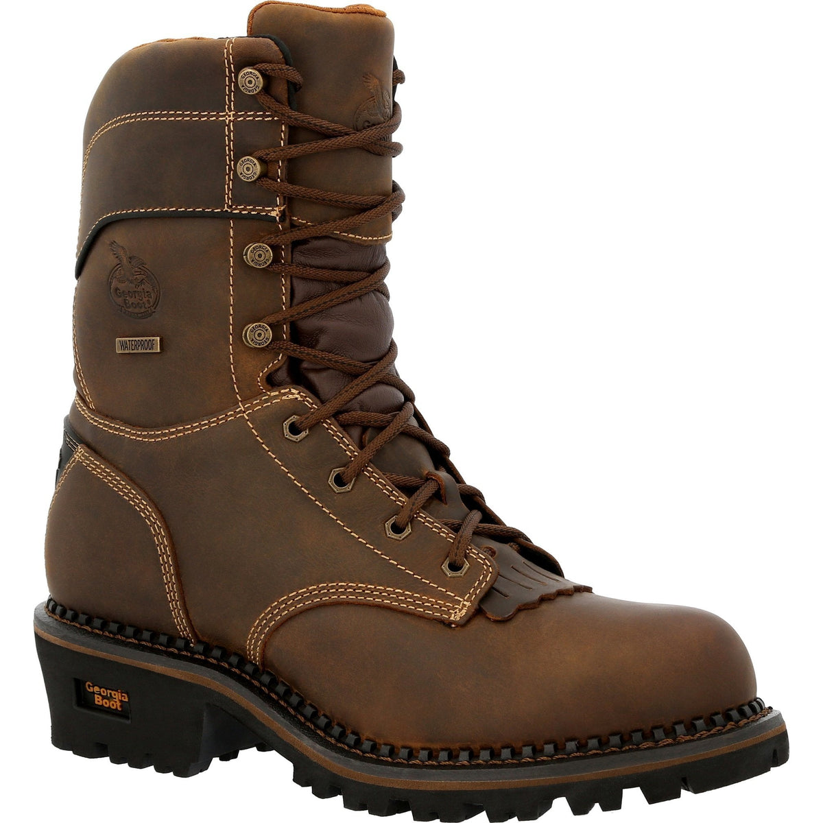 Georgia Men's Amped Lightweight Logger 9" Composite Toe Waterproof 600G Ins Work Boot- GB00491 7 / Medium / Brown - Overlook Boots