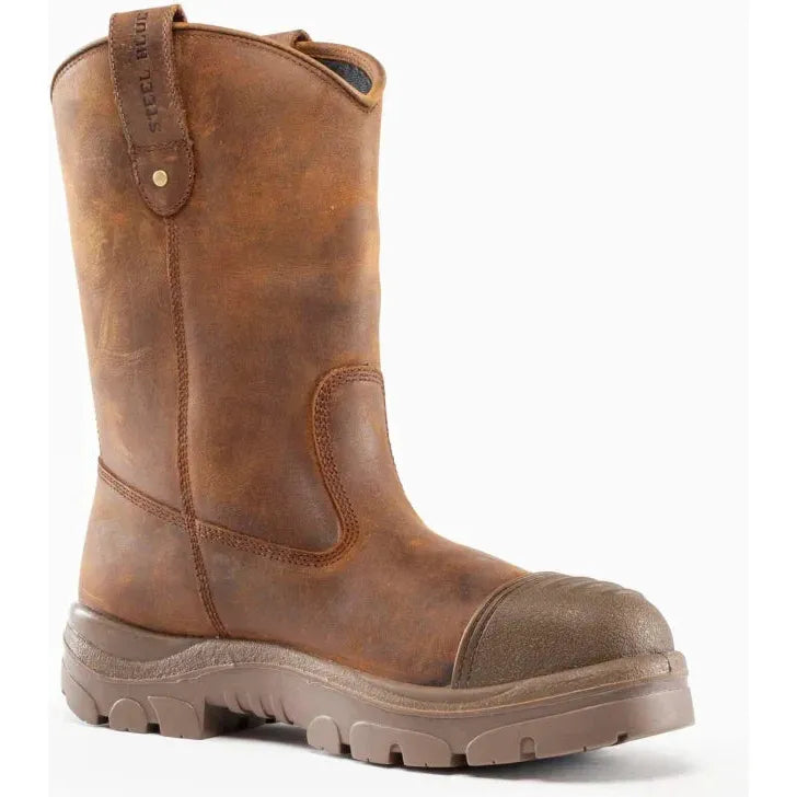 Steel Blue Men's Heeler Scuff 10" Steel Toe WP Work Boot- Brown- 812965 7 / Medium / Brown - Overlook Boots