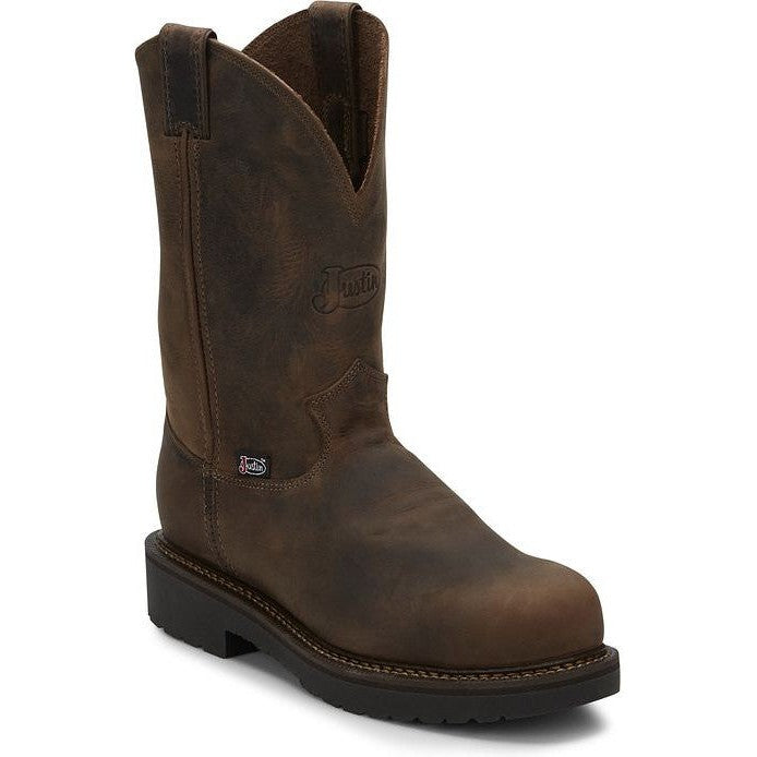 Justin Men's Balusters 11" Steel Toe Slip Resistant Work Boot - Bay Gaucho Brown - 4445 - Overlook Boots