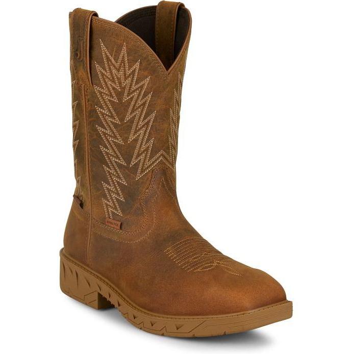 Justin Men's Blinder 11" Steel Toe Waterproof Western Work Boot - Brown - PD4069 7 / Medium / Brown - Overlook Boots