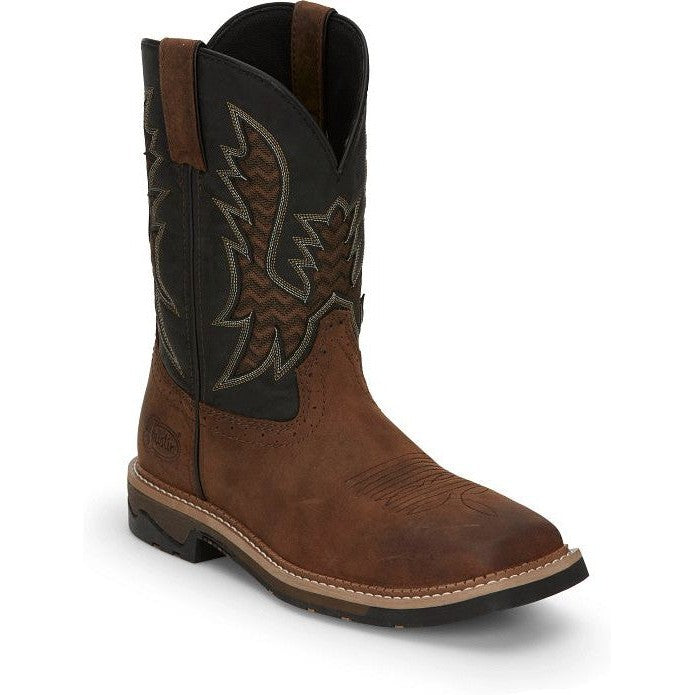 Justin Men's Bolt 11" Square Toe Western Work Boot - Brown - SE4112 - Overlook Boots