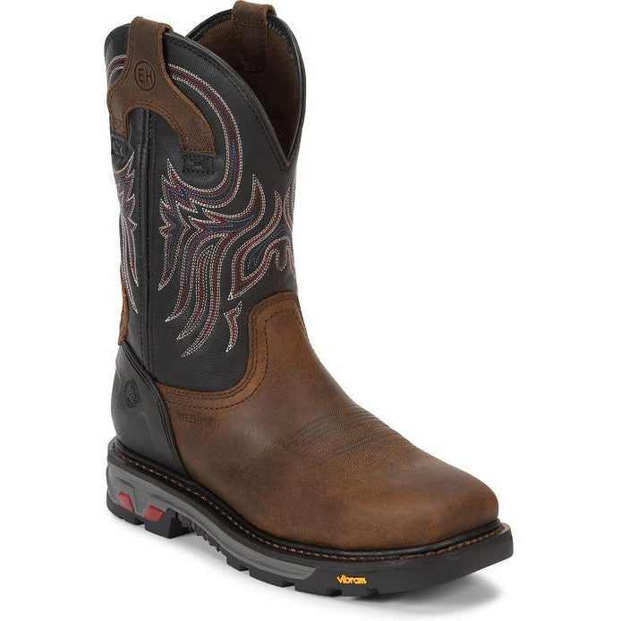 Justin Men's Tanker 11" Steel Toe Slip Resistant Work Boot - Brown - WK2104 - Overlook Boots