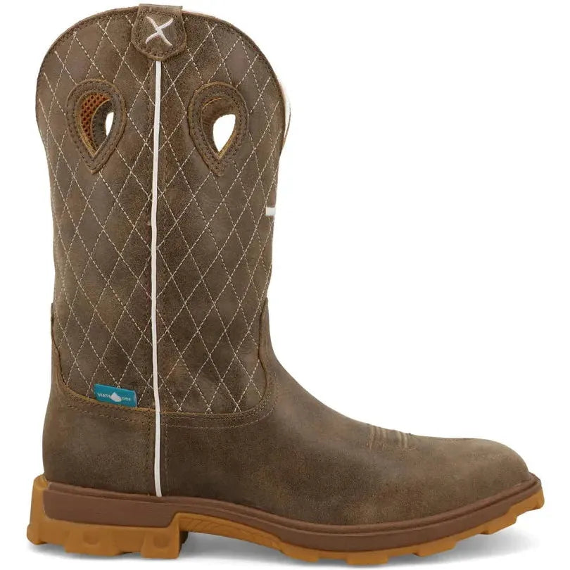 Twisted X Men's UltraLite X™ 12" Composite Toe Waterproof Slip Resistant Western Work Boot - Bomber - MULNW03 7 / Medium / Brown - Overlook Boots